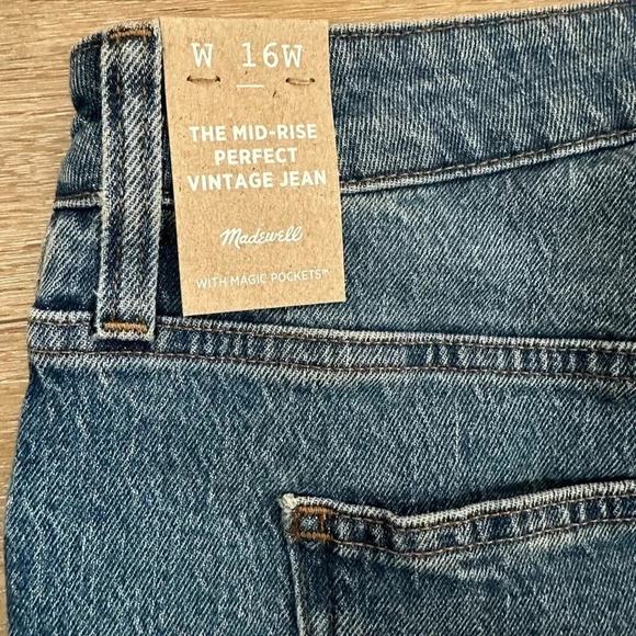 Madewell Mid-Rise Perfect Vintage Jean in Ainsdale Wash w/ Distressing 16W NWT - Picture 4 of 14